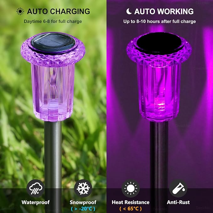 Christmas Solar Lights Outdoor 10 Pack Solar Pathway Lights Outdoor Halloween Decorations Waterproof Yard Lighting for Driveway Garden Walkway Path Landscape Lawn
