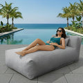 Outdoor Bean Bag Lounger Chair, Big Comfy Outdoor Daybed for Sunbathing and Tanning - Water-Resistant Patio Chaise and Pool Sun Lounger Furniture for Beach Deck (Dark Grey)