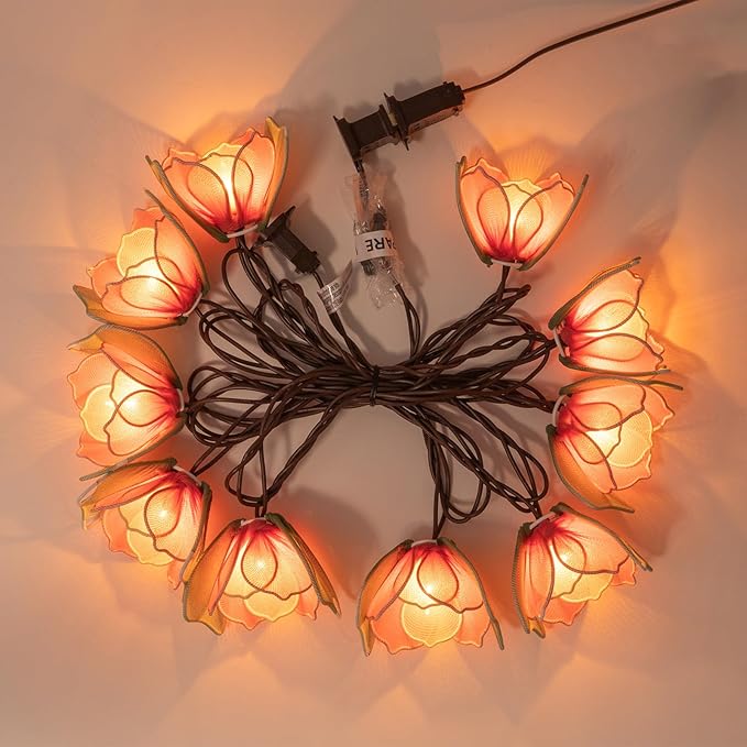 Decorative String Lights Plug in with 10 Incandescent Bulbs, Flower Garland Fairy Lights Connectable Weatherproof Outdoor Indoor for Wedding Garden Pergola Bedroom Porch Floral Home Decor (Multicolor)