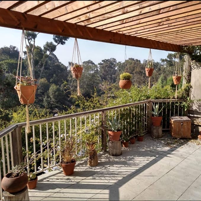 Keadic 6Pcs Macrame Plant Hanger, 3 Sizes Indoor Hanging Plant Holder Hanging Plant Holder Plant Hangers Hanging Planters for Indoor Plants for Home Patio Garden
