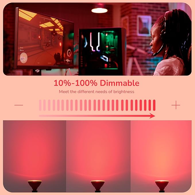EDISHINE PAR38 Red LED Flood Light Bulbs Outdoor, Dimmable LED Light Bulb, 18W(120W Equivalent), Outdoor Weatherproof Light Bulb, E26 Base, 2 Pack