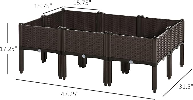 Outsunny 6 Piece Raised Garden Bed with Legs, Planter Box Raised Bed to Grow Flowers, Herbs & Vegetables, Brown