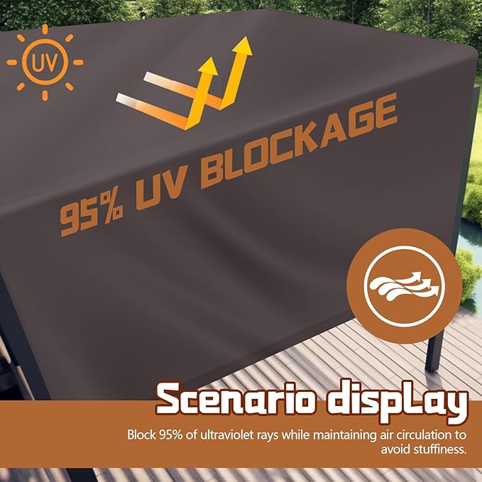 Universal Pergola Replacement Canopy Outdoor Canopy Shade Cover Waterproof Shade Top Cover for Outdoor Patio Porch Backyard(12 x 8 ft,Coffee)