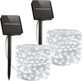 Minetom Solar String Lights, 2 Packs Total 66Ft 200 LED Solar Fairy Lights, Waterproof Solar Lights for Outside Patio Yard Tree Wedding Christmas, Pure White