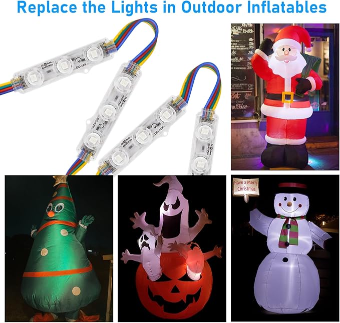 LED Window Lights Storefront Lights for Business Upgraded LED Modules Waterproof Store Decorative Light for Advertising Letter Signs Lightbox RGB 120 Pieces 3 LED Strip Light 60 FT