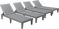 Devoko Outdoor Chaise Lounge Chair Set of 4 for Outside Pool Patio, Adjustable Waterproof Easy Assembly Chaise Lounge Outdoor (Light Grey, Set of 4)
