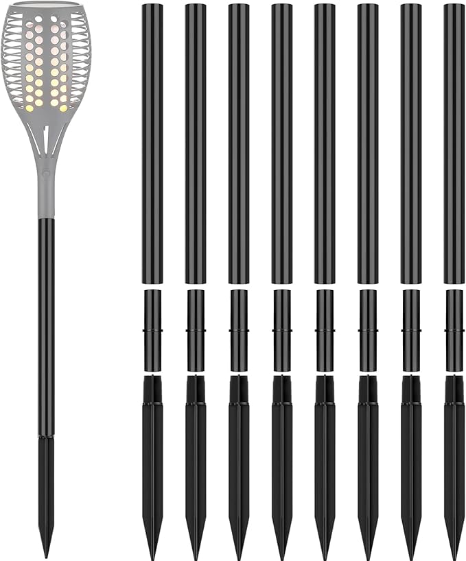 Chunful 8 Kit Solar Light Stakes Replacement Lame Lamp Extension Pole Ground Stake and Joint Connector Kit for Outdoor Garden Backyard(12.2 Inch)