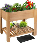 Raised Garden Bed with Legs - Elevated Wooden Planter Box, Durable Fir Wood, Reinforced Frame with Drainage Holes, Liner, and Storage Shelf for Vegetables, Herbs, Flowers, 33.5" x 18" x 30"