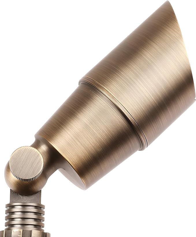 PARTPHONER Solid Brass Low Voltage Landscape Lighting, Wired 12V LED Landscape Spotlights with Aluminum Housing MR16 Bulb, Heavy Duty Outdoor Waterproof Up Lights for Garden, Yard, Trees, 6Pack