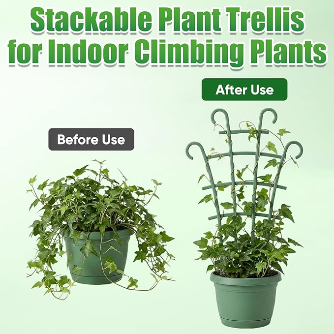 6Pcs Indoor Small Trellis, Trellis for Potted Plants, Plant Support Stakes for Climbing Plants, Stackable Plastic Plant Support for Vine Ivy Pothos Hoya