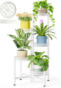Metal Plant Stand Indoor Outdoor, 5 Tier Tall Flower Pot Holder Potted Display Rack Shelf, Heavy Duty Corner Plant Shelf for Patio Garden Balcony Living Room Bedroom - WhiteWave