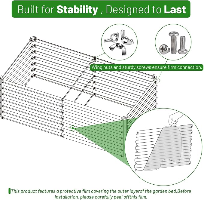 SnugNiture Galvanized Raised Garden Bed 8x4x2FT Outdoor Large Metal Planter Box Steel Kit for Planting Vegetables, Flowers, Beige White