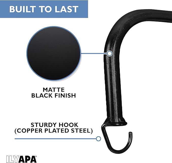 Ilyapa 4 Pack Metal Plant Wall Hanger Hooks - 7 in. Hook for Hanging, Baskets, and Macrame, Indoor Hangers in Matte Black Finish, Wall Planters
