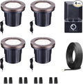 Landscape Well Lights Kit, 4 Pack LED Low Voltage Ground Lights and 100W Transformer and 100FT Cable and 20 Wire Connectors, IP67 Waterproof Aluminum for Driveway Walkway Tree 580LM