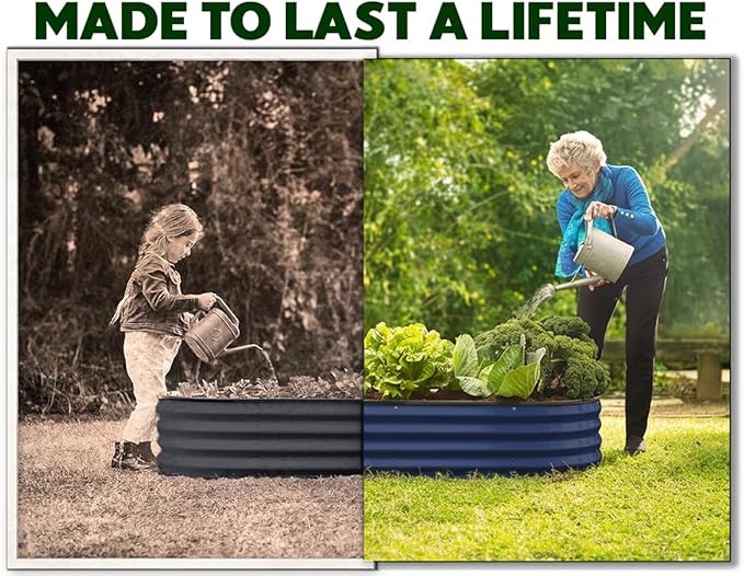 Plant & Plot Galvanized Raised Garden Beds Outdoor // 4×2×1 ft Planter Raised Beds for Gardening, Vegetables, Flowers // Large Metal Garden Box (Navy) // Patented Tool-Free Design