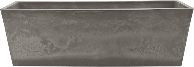 Arcadia Garden Products U65CT Plastic/Stone/Wood Composite Simplicity Window Box, No Drainage Hole (Drillable), Patio Plant Container, Indoor Outdoor Planter, 25.5" x 9, Cement Color