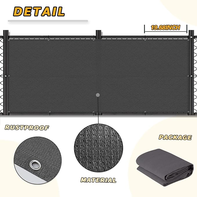 LOVE STORY Balcony Privacy Screen, 3'x7' Deck Shield Screen Fence Cover,UV Protection and Weather-Resistant,3 FT Height for Deck, Patio, Backyard, Outdoor Pool, Porch, Railing, Dark Grey