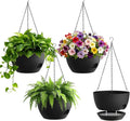 4 Pack 8 Inch Self Watering Hanging Planters for Indoor Outdoor Plants，Hanging Pots for Plants with Drainage Removable Tray, Hanging Baskets Flower Pots for Ivy Pothos Spider Garden Porch Black