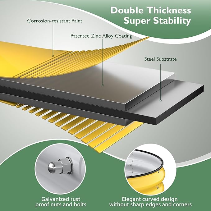 8x2x1.5 ft Galvanized Steel Raised Garden Bed, Raised Garden Bed Kit, Galvanized Planter Box Outdoor, 18" Tall Oval Large Metal Raised Bed for Gardening Vegetables Flower Herb (Cream Yellow)