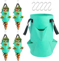 5 Pack Upside Down Strawberry Hanging Planter, 3 Gallon Tomato Hanging Grow Bags with 5 Hooks, Hanging Tomato Strawberry Grow Planters Vegetable Planting Bags with 6 Planting Holes for House Garden