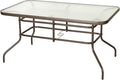 Flash Furniture Tory 31.5" x 55" Rectangular Tempered Glass Metal Table with Umbrella Hole, Bronze