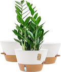 12-Inch Self Watering Planters with Drainage Holes, Large Flower Pots for Indoor Outdoor Plants, Garden Pots White 3 Pack