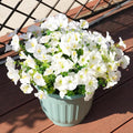 Artificial Flowers for Outdoors, UV Resistant Fake Silk Morning Glory, Realistic Faux Plants for Outside Porch Patio Window Box Hanging Planter (16, White)
