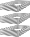FRIZIONE 3pcs 4x2ft Galvanized Raised Garden Bed Outdoor,Above Ground Garden Bed for Vegetable,Metal Raised Beds for Flower,Steel Raised Beds for Gardening