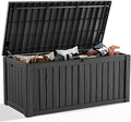 ROJIK 150 Gallon Outdoor Storage Box Waterproof - Patio Furniture Outside Deck Box, Garden Tools, Cushions, Pool Accessories Storage Bench with Lockable Lid and Side Handles (Black, 150 Gal)