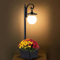 Outdoor Post Light with Planter, Matte Black Solar Lamp Post Light with Globe Shade, 2 in 1 Waterproof Solar Post Lights Outdoor Planter for Outside Gardan Pathway