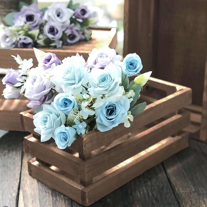 Efavormart Set of 3 Brown Rustic Wooden Nesting Crates with Built-in Handles, Decorative Farmhouse Storage Boxes and Display Containers for Wedding Decor and Storage