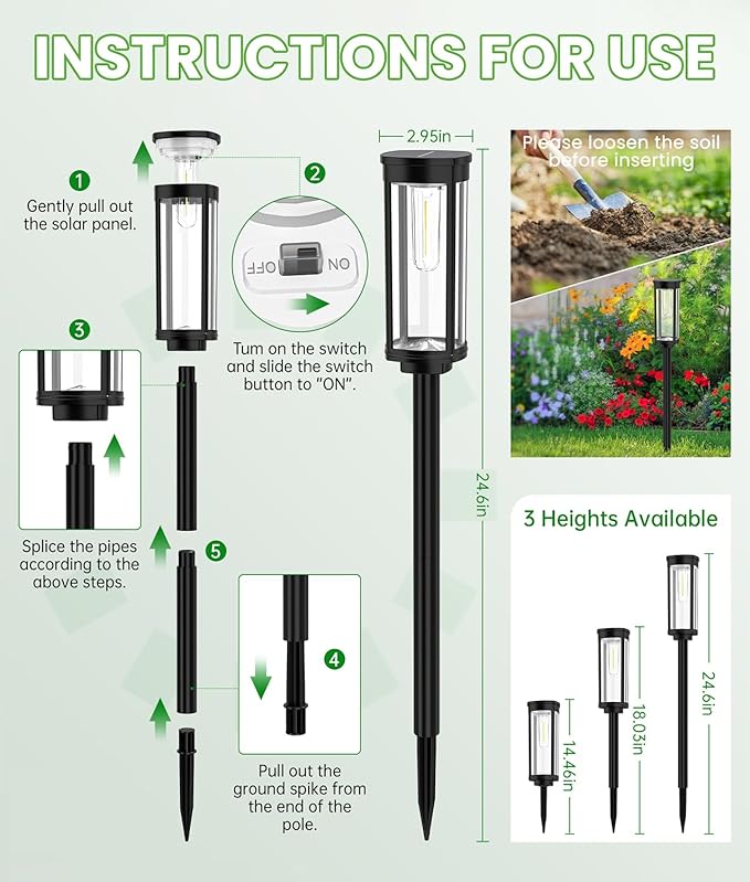 Bright Solar Pathway Lights, 12 Pack Solar Lights Outdoor Waterproof IP65, Auto On/Off Outdoor Garden Decorative Landscape Lighting for Walkway Driveway Lawn Patio Yard