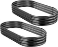 Land Guard 2Pcs Galvanized Raised Garden Bed Kit, 7.5×3×1ft Galvanized Planter Raised Garden Boxes Outdoor, Oval Large Metal Raised Garden Beds for Vegetables (Dark Grey)