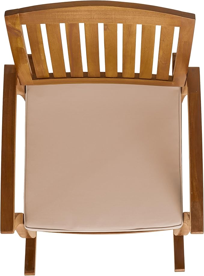 Christopher Knight Home Selma Acacia Rocking Chairs with Cushions, 2-Pcs Set, Teak Finish