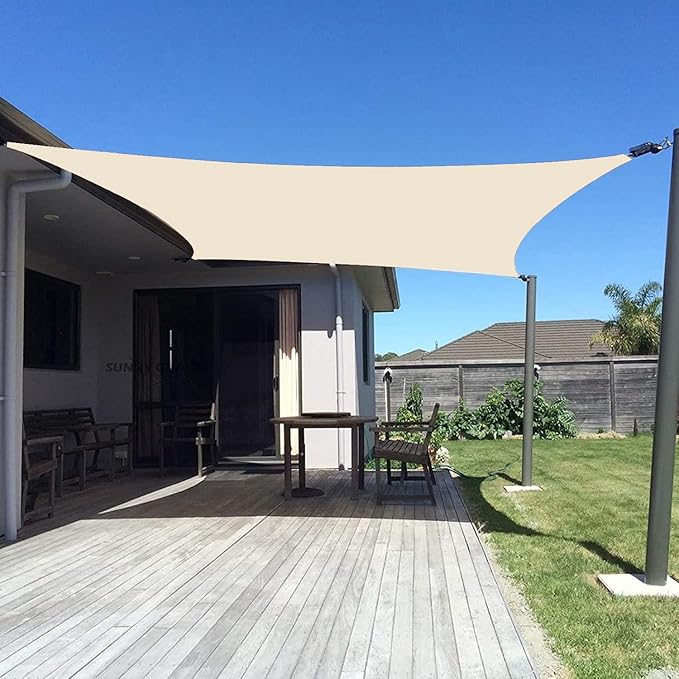 SUNNY GUARD Custom Size 6'x18' Rectangle Butter Cream UV Block Sunshade for Backyard Yard Deck Patio Garden Outdoor Activities and Facility(Customized)