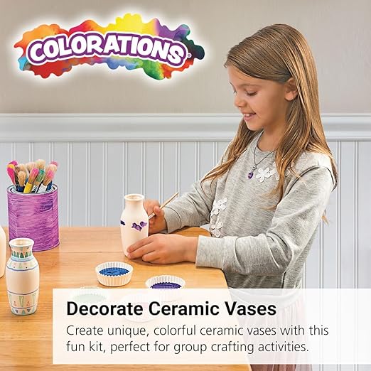 Colorations Decorative Ceramic Vases, Set of 12, Small, Unfinished, Coated Inside, Gift, DIY, Ready to Decorate, Arts & Crafts, Craft Project, Nature, Flowers, Herb Garden, Ages 5 & Up