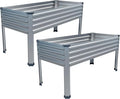 Galvanized Raised Garden Bed with Legs,2PCS 48×24×30in Elevated Planter Box for Backyard,Outdoor Garden, Patio, Balcony, 350lb Capacity,Silver