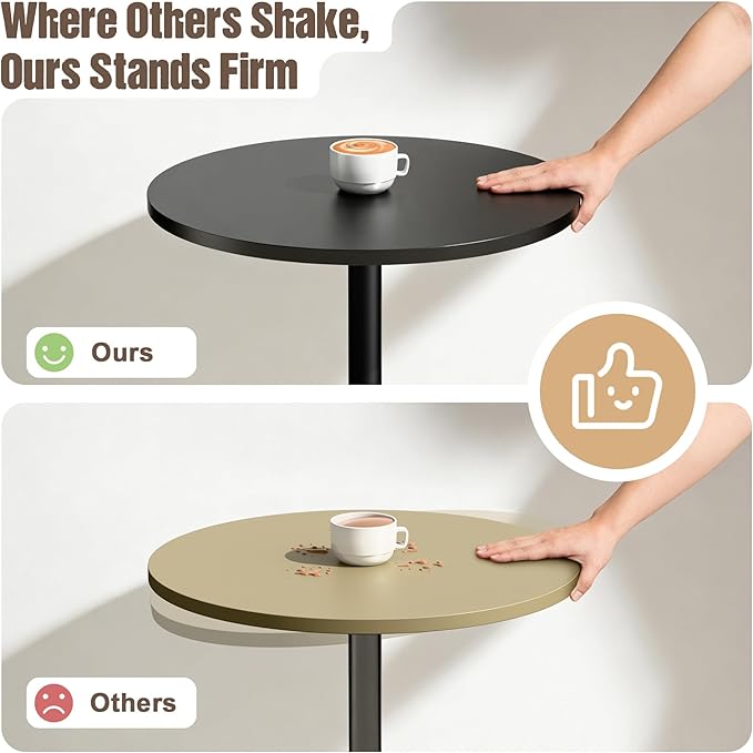 Furmax Bistro Pub Table Round Bar Height Cocktail Table for Home Bar, Round Bar Tables for Party, Dining Room, Living Room and Wedding, Metal Base MDF Top Obsidian, 40.6 Inch Height (1, Dark Black-1)
