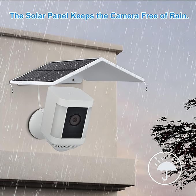 Solar Panel for Ring Camera Spotlight Cam Plus/Pro(Battery) & Stick Up Cam/Pro Battery,4W 5V 10ft Long Cable with USB-C to Barrel Plug Adapter (White,Camera is not Included)