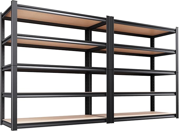 Set of 2 Garage Shelving-2050 lbs 5 Tier Storage Shelves,Adjustable Heavy Duty Metal Shelving Unit and Storage Large Rack,Utility Steel Shelf for Warehouse Industrial Pantry Basement 71"x46"x18"