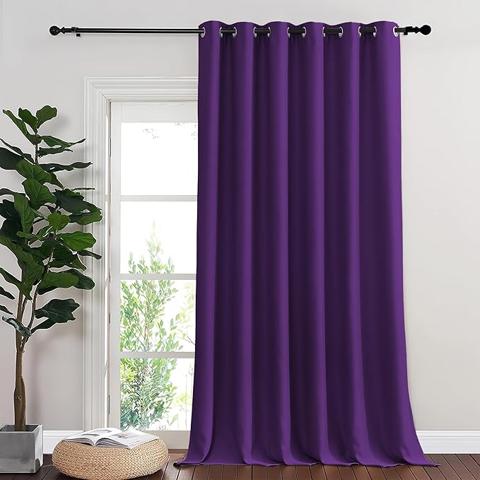NICETOWN Blackout Sliding Glass Door Curtains, Room Darkening Thermal Insulated Curtains for Living Room Bedroom, Extra Wide Window Drapes, 1 Panel, W80 x L118, Royal Purple