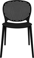 2xhome Patio Dining Chair | Modern Stackable Outdoor Pool Side Chair | Weather Resistant Plastic for Yard, Porch, Balcony, Kitchen, Black, Single, Set of 1