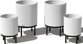 Veradek Demi Series Round Planter w/Stand for Porch/Patio | Durable Plastic-Stone Composite & Wooden Stand | Modern Décor for Tall Plants, Flowers