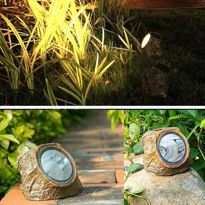 EiGreen Solar Garden Rock Lights Outdoor, 2 Pack 10 LED Waterproof Solar Powered Rock Light，Yard Landscaping Spotlights, for Indoor and Outdoor Decoration