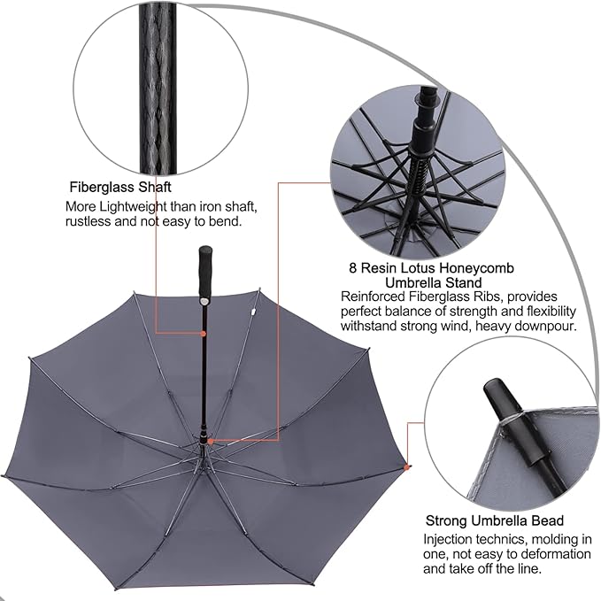 G4Free 47/54/62/68/72 Inch Automatic Open Golf Umbrella Oversize Extra Large Double Canopy Vented Windproof Waterproof Stick Umbrellas