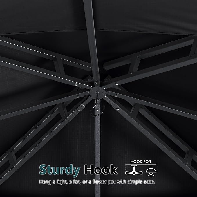 MASTERCANOPY Outdoor Garden Gazebo for Patios with Stable Steel Frame and Netting Walls (9x9,Black)