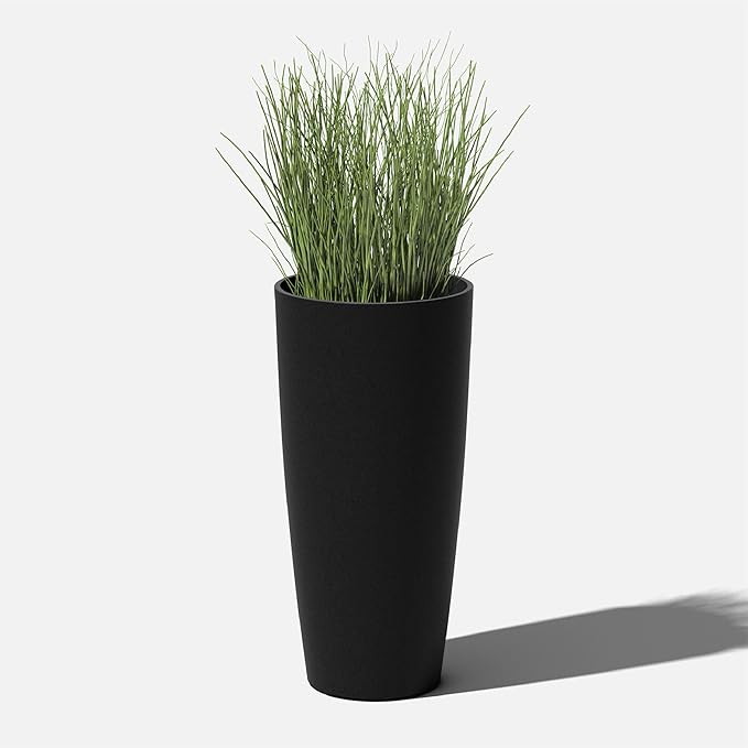 Veradek Mason Series Vega Planter - Round Tall Planter for Indoor or Outdoor Porch/Patio | Made from Plastic-Stone Composite with Drainage Holes | Modern Décor for, Flowers, Interior Plants