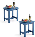 LUE BONA Outdoor Side Table Set of 2, HDPS Small Outdoor Table, Adirondack Side Table, Outside End Table for Patio, Porch, Deck, Weather Resistant/Easy Maintenance/Indoor or Outside Use, Navy Blue