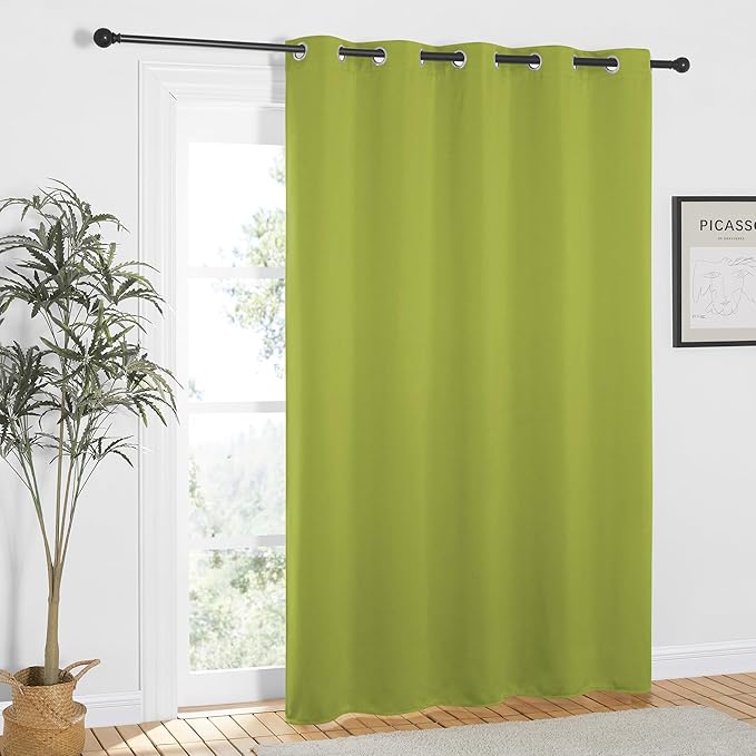 NICETOWN Fresh Green Blackout Curtains 84 inch Length, Grommet Top Room Darkening Drapes for Bedroom Living Room, Light Blocking Window Covering for Privacy (W66 x L84 Inch, 1 Panel)