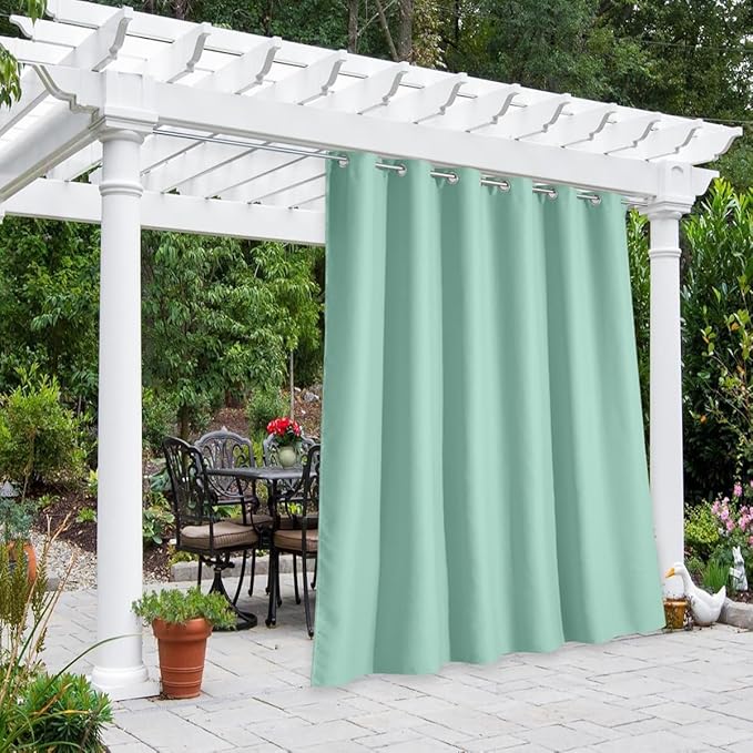 NICETOWN Outdoor Curtainch for Patio Waterproof 84 inch Wide, Thermal Insulated Rustproof Grommet UV Blocking Cabana Curtainch & Drape, Privacy Safe Shade for Pergola, Pure White, 1 PC, 95-Inch Long
